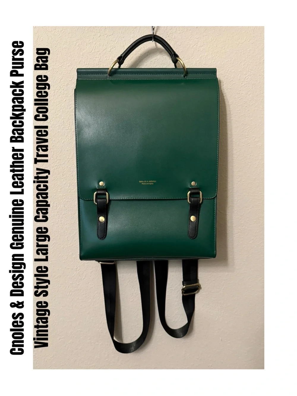 Cnoles & Design Genuine Leather Backpack Purse Vintage Style Large Capacity